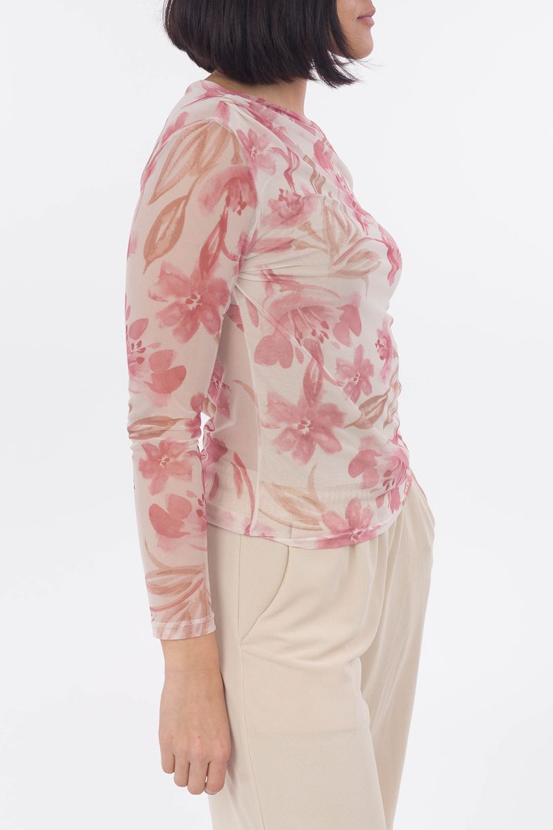 Florale Bluse aus Netzstoff