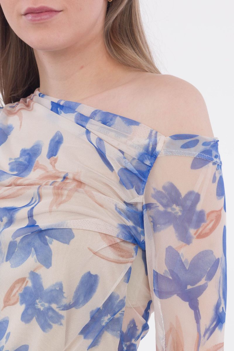 Florale Bluse aus Netzstoff