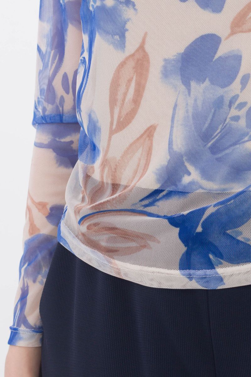 Florale Bluse aus Netzstoff