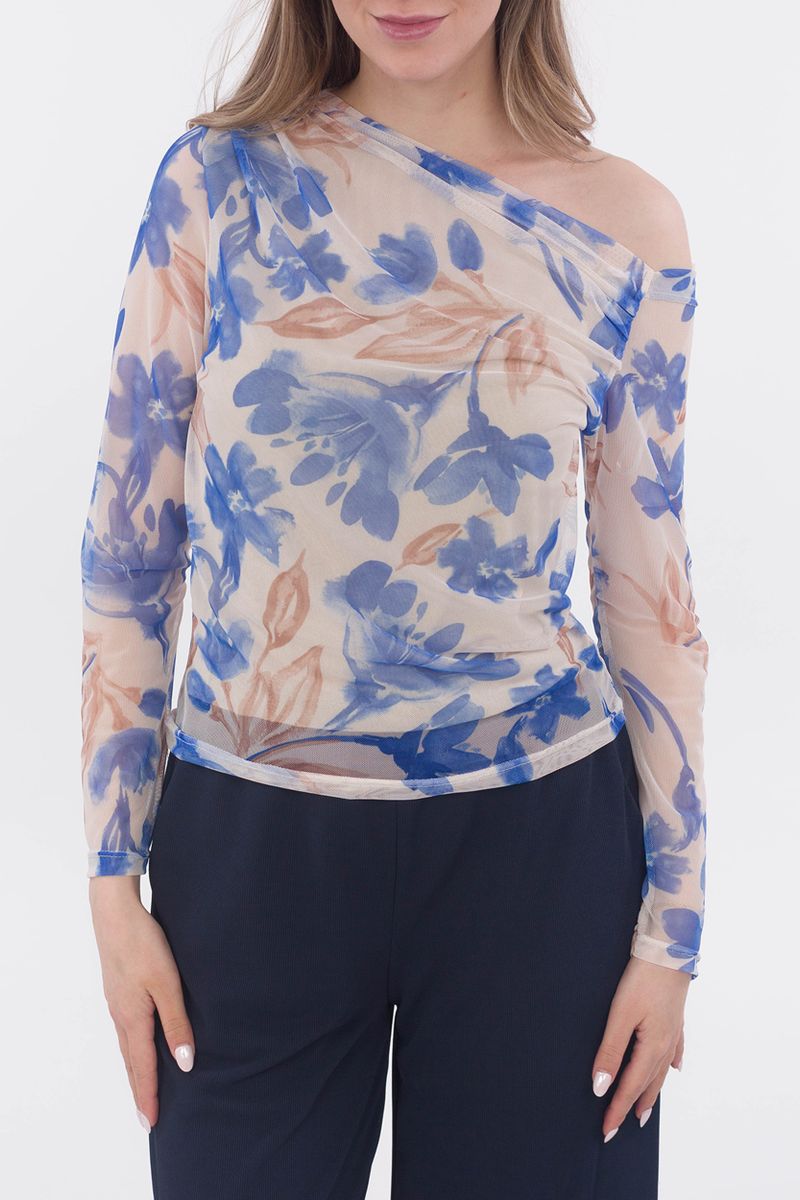 Florale Bluse aus Netzstoff