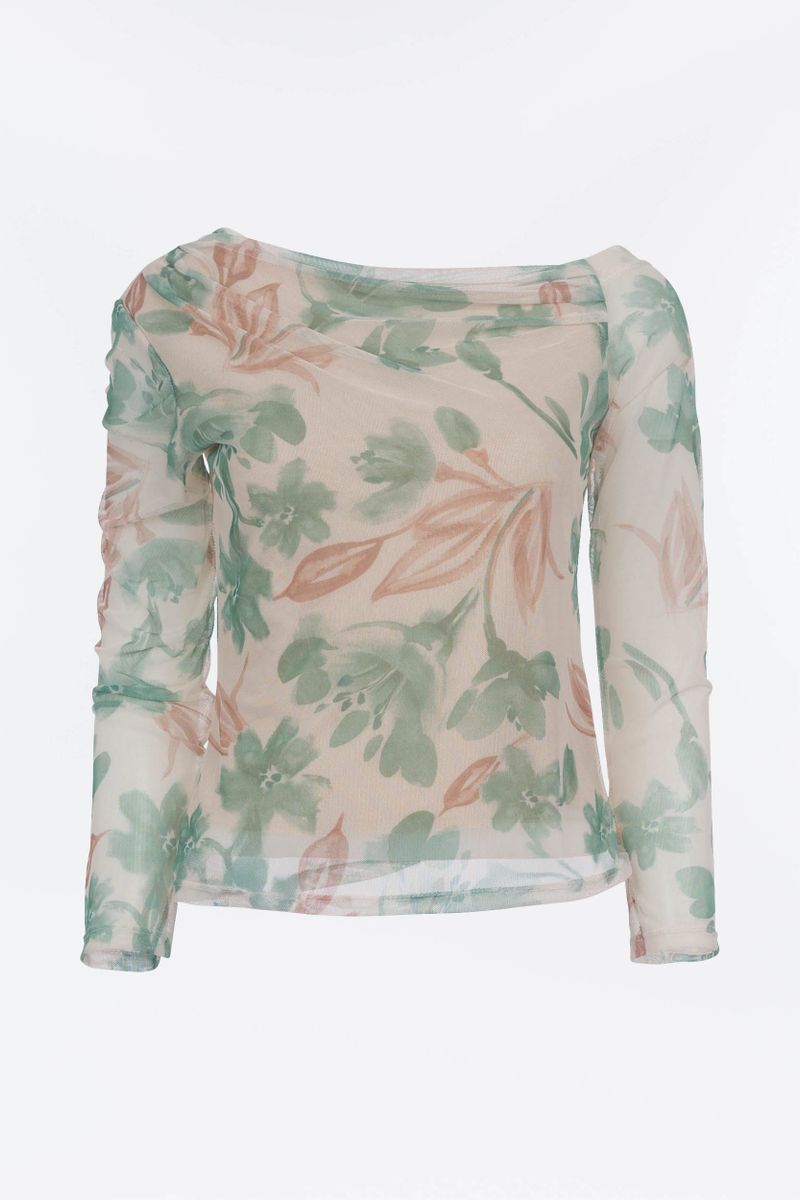 Florale Bluse aus Netzstoff