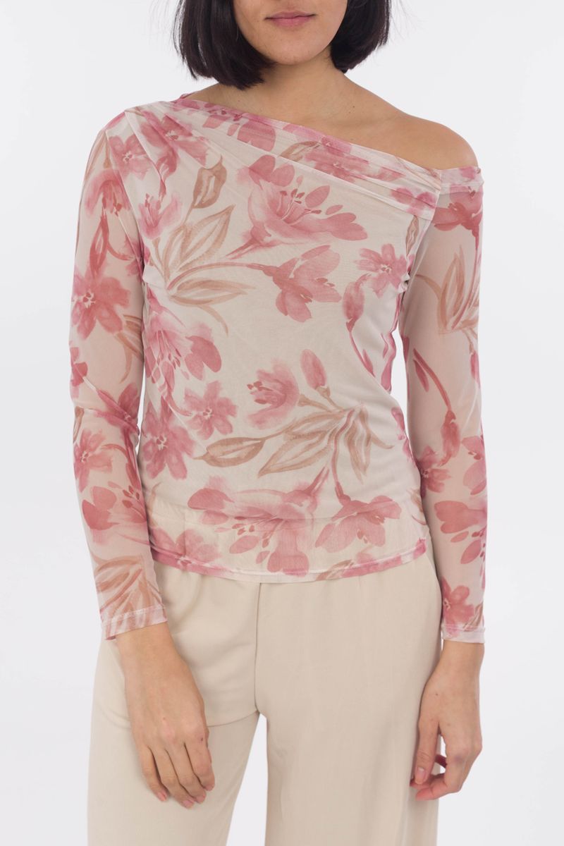 Florale Bluse aus Netzstoff