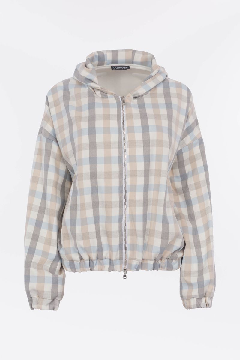 Karo-Blouson mit Kapuze