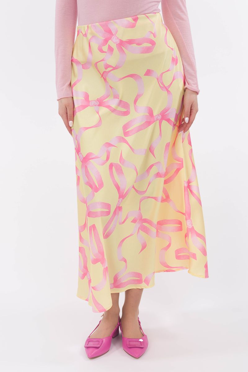 Satin skirt with print