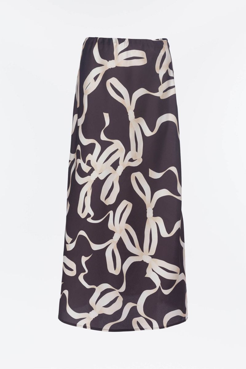 Satin skirt with print