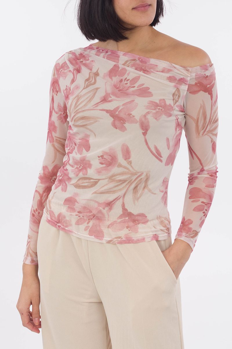 Florale Bluse aus Netzstoff