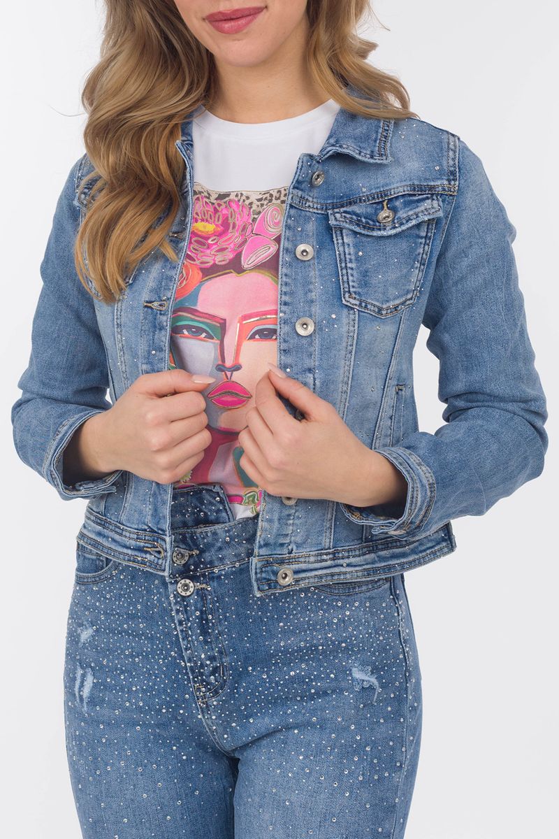 Jeansjack met glitter