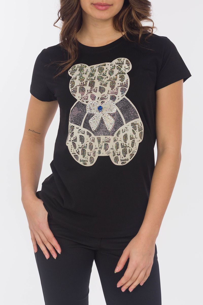 T-shirt met glitter teddy