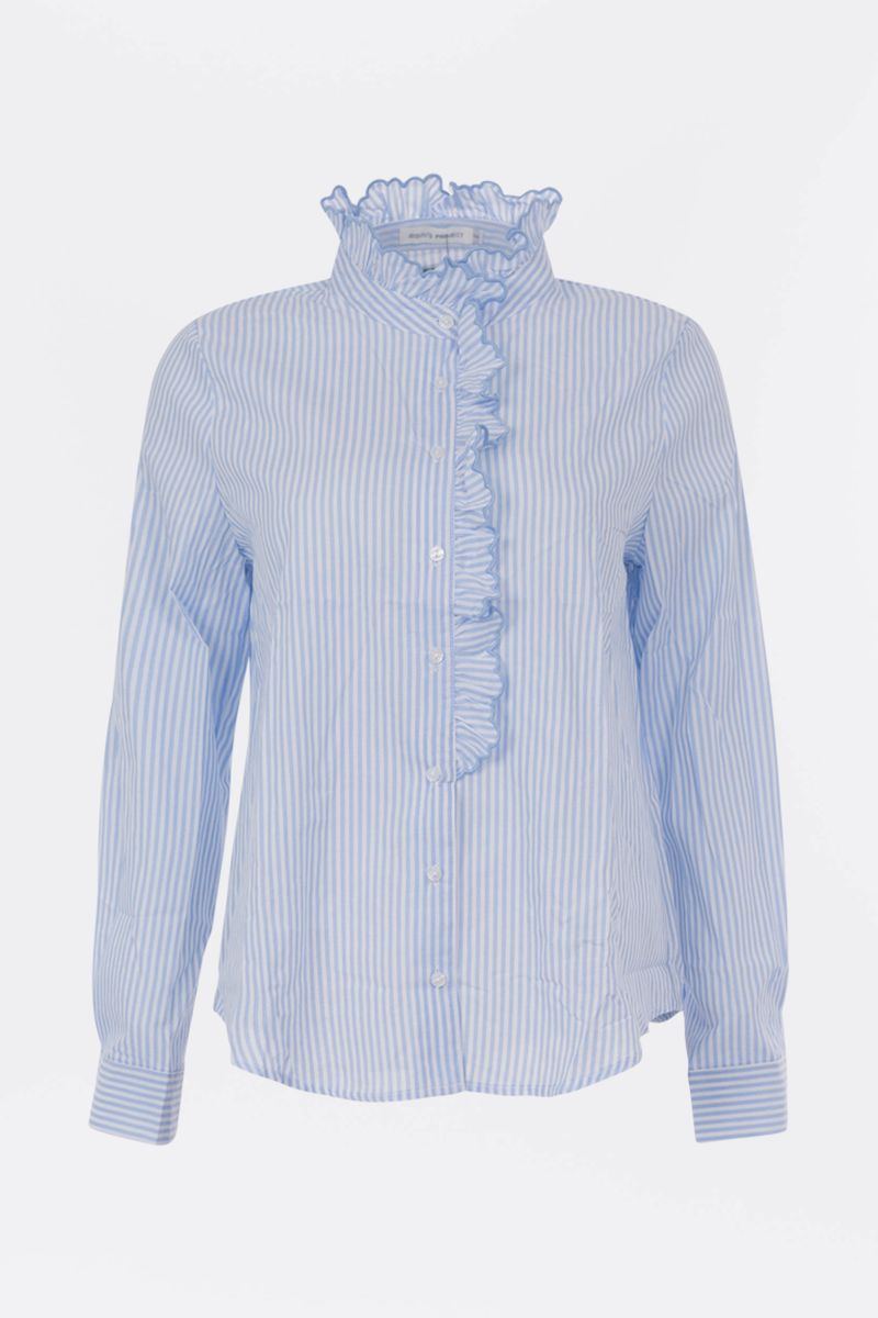 Streifenbluse mit Rüschen-Applikation