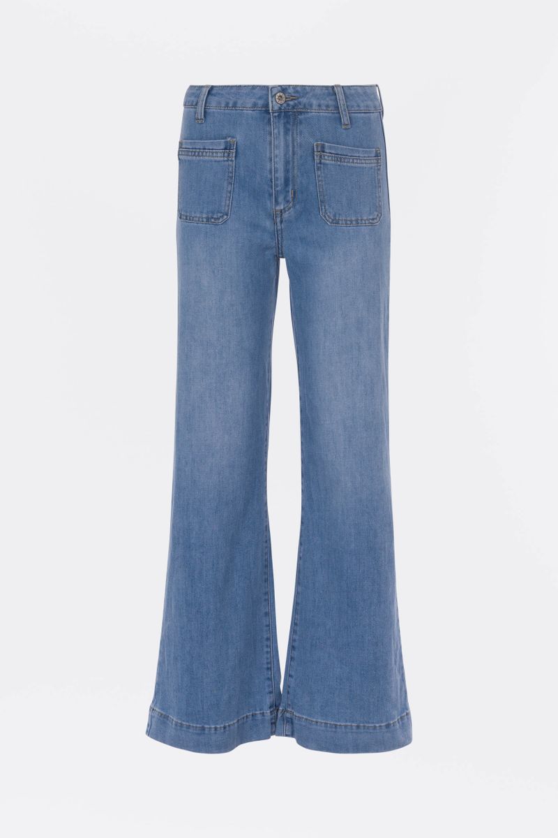 Steenblauwe jeans met wijd been