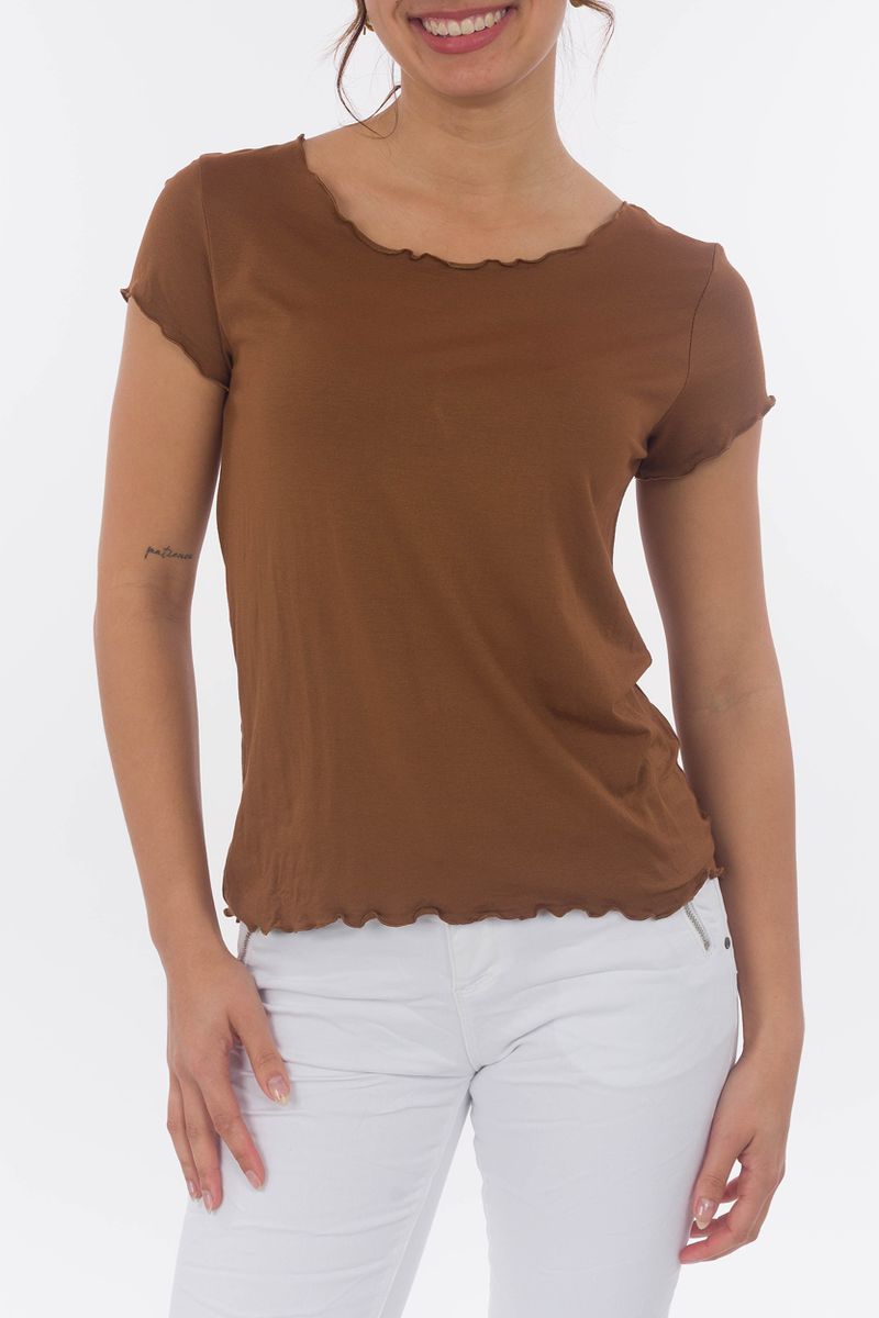 Basic T-Shirt mit Wellensaum