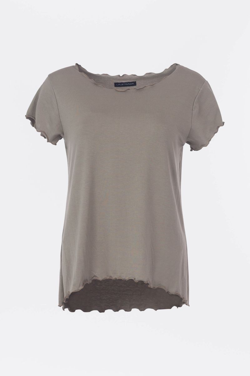 Basic T-Shirt mit Wellensaum