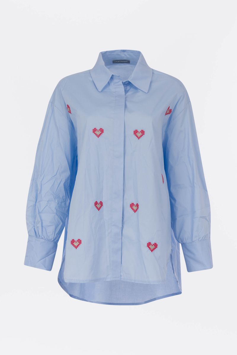 Bluse mit Stickerei Oversized