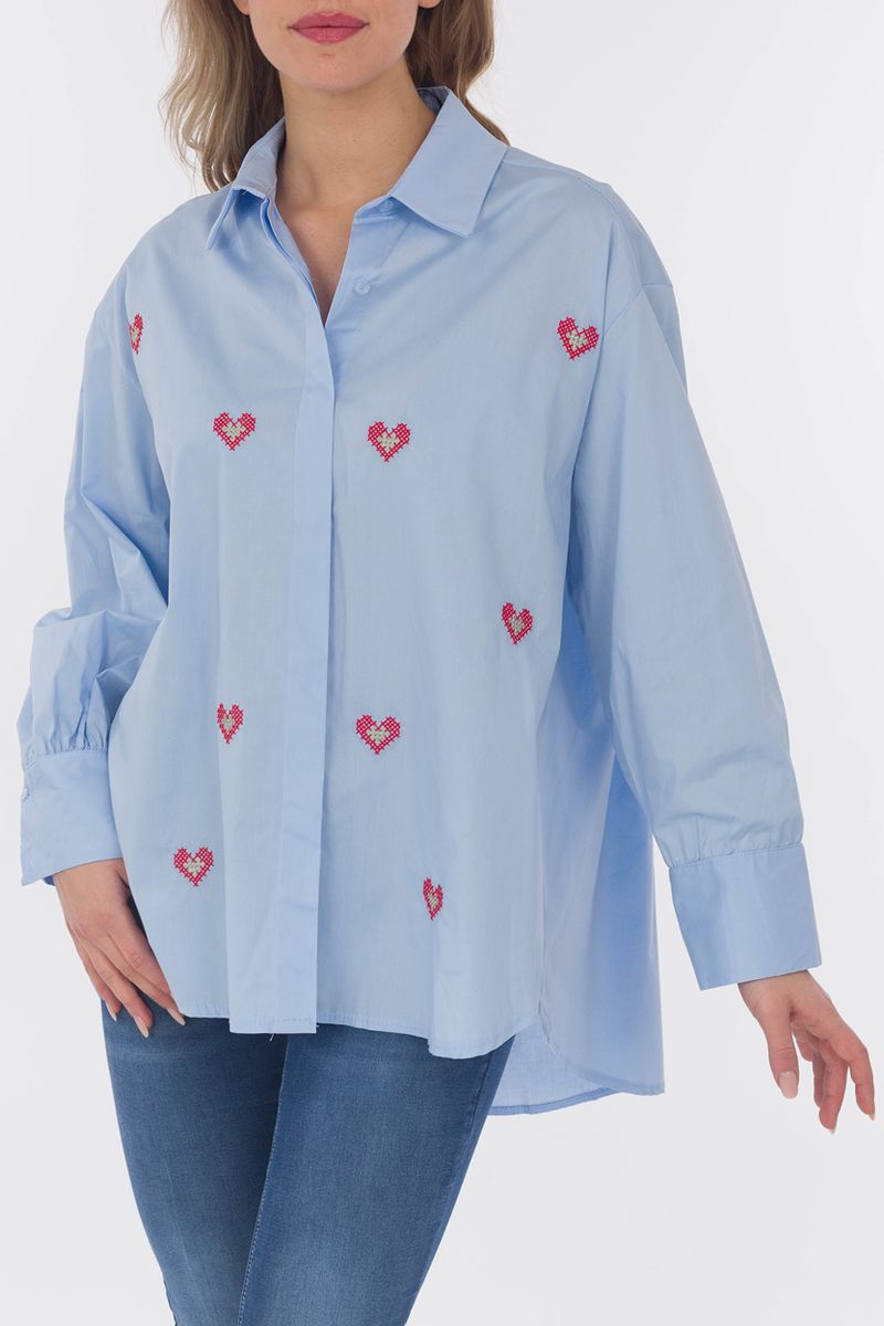 Bluse mit Stickerei Oversized