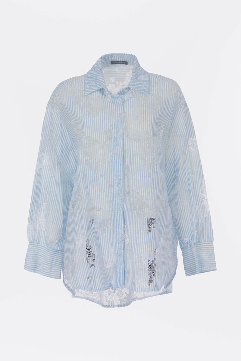 Streifenbluse mit Spitzen cut-out