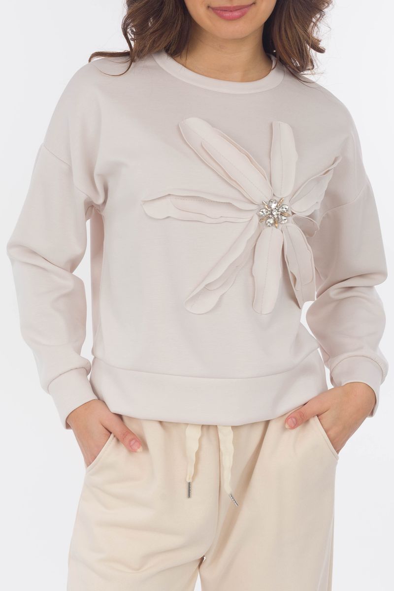 sweat-shirt avec Broderie de fleurs