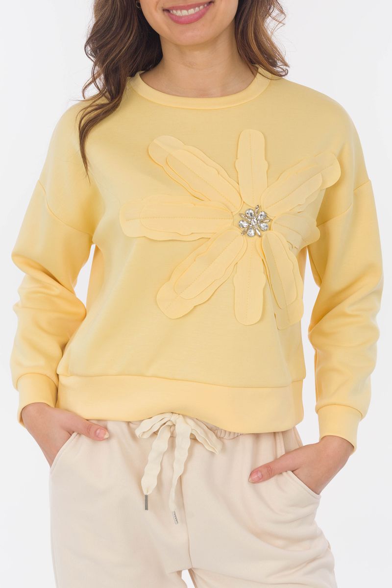 sweat-shirt avec Broderie de fleurs