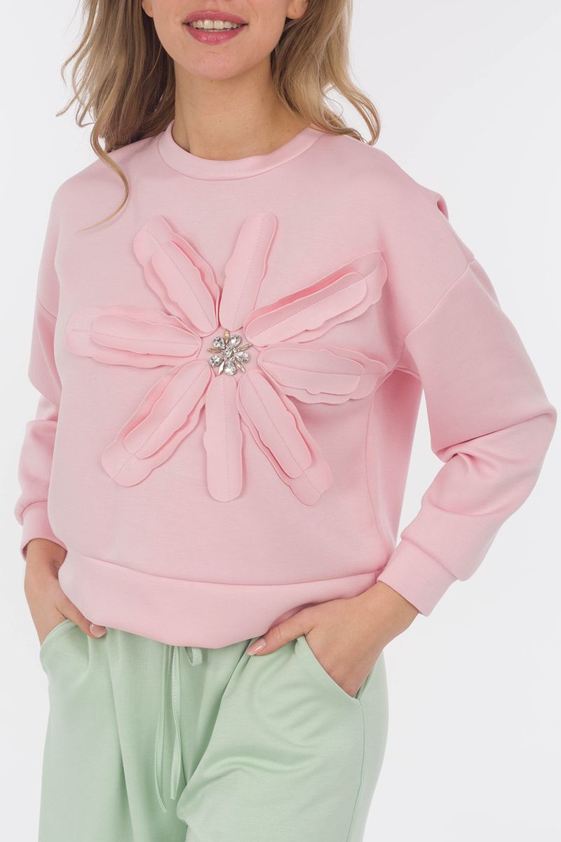 sweat-shirt avec Broderie de fleurs