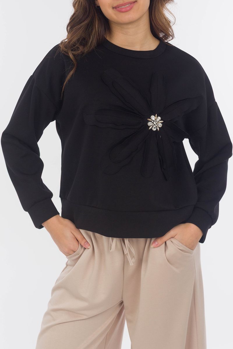 sweat-shirt avec Broderie de fleurs