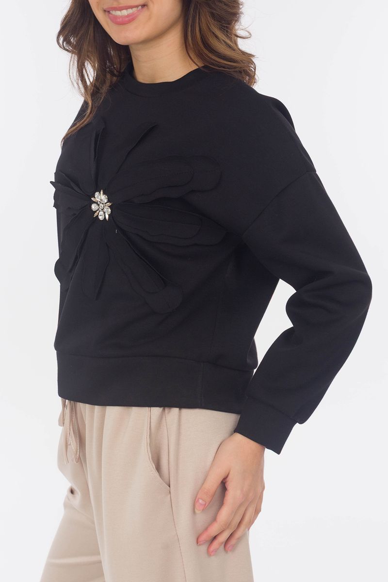 sweat-shirt avec Broderie de fleurs
