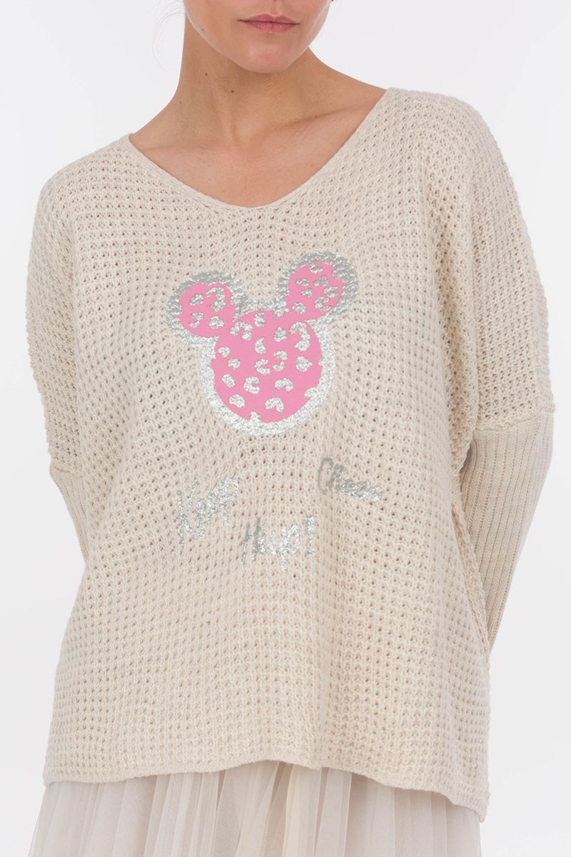 Oversized Pullover mit "Maus"-Print