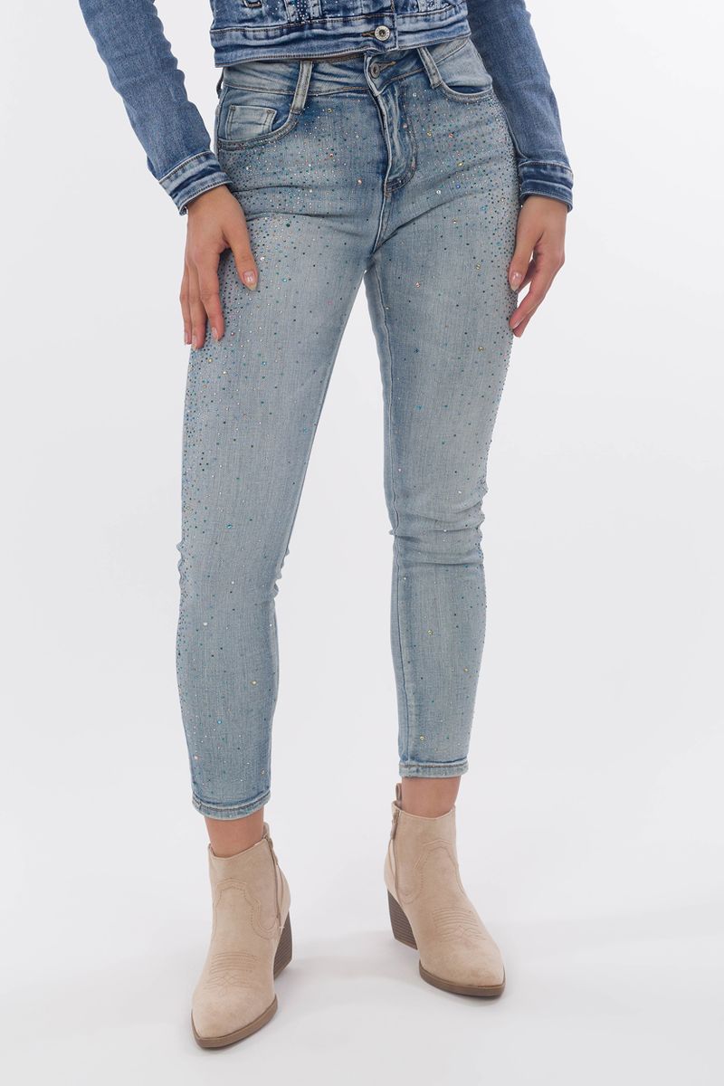Skinny-Jeans mit Strass