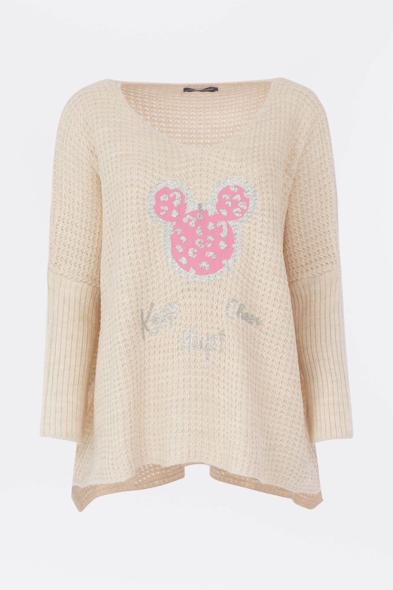 Oversized Pullover mit "Maus"-Print