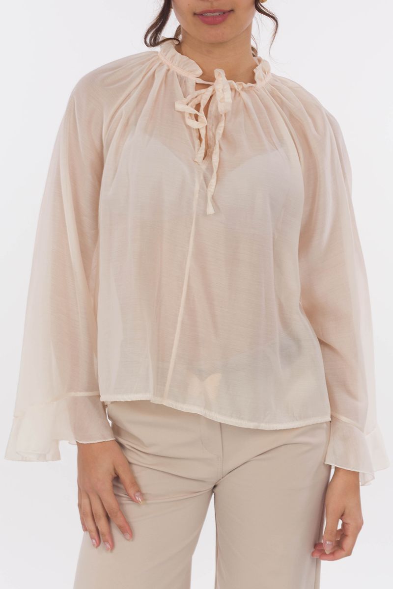 Schluppen-Bluse mit Schalkragen