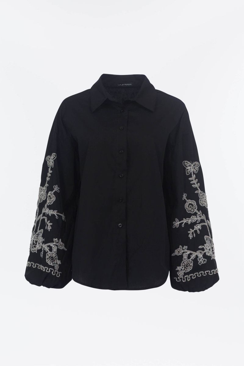 Bluse mit Glitzerstickerei