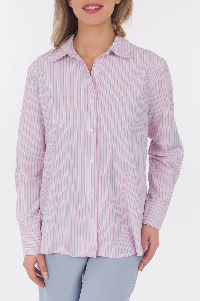 Camicia a righe con strass