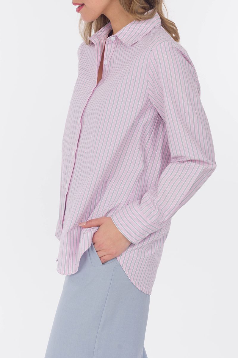 Camicia a righe con strass