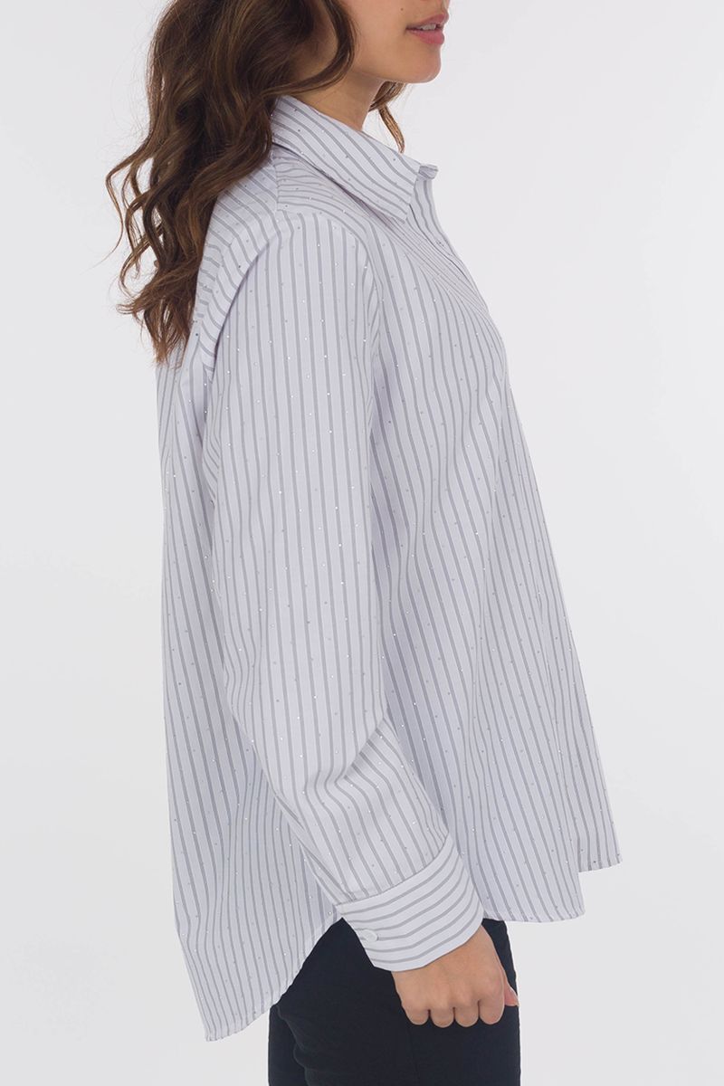 Camicia a righe con strass