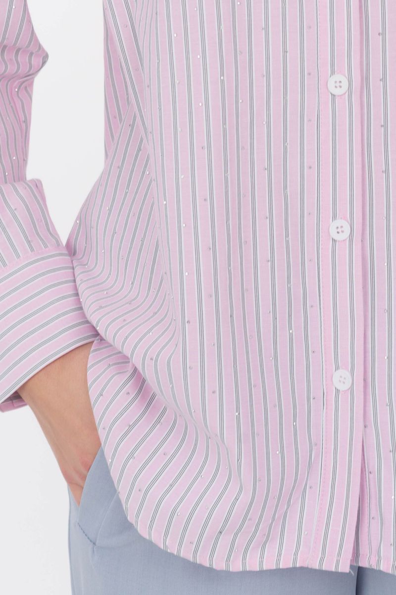 Camicia a righe con strass