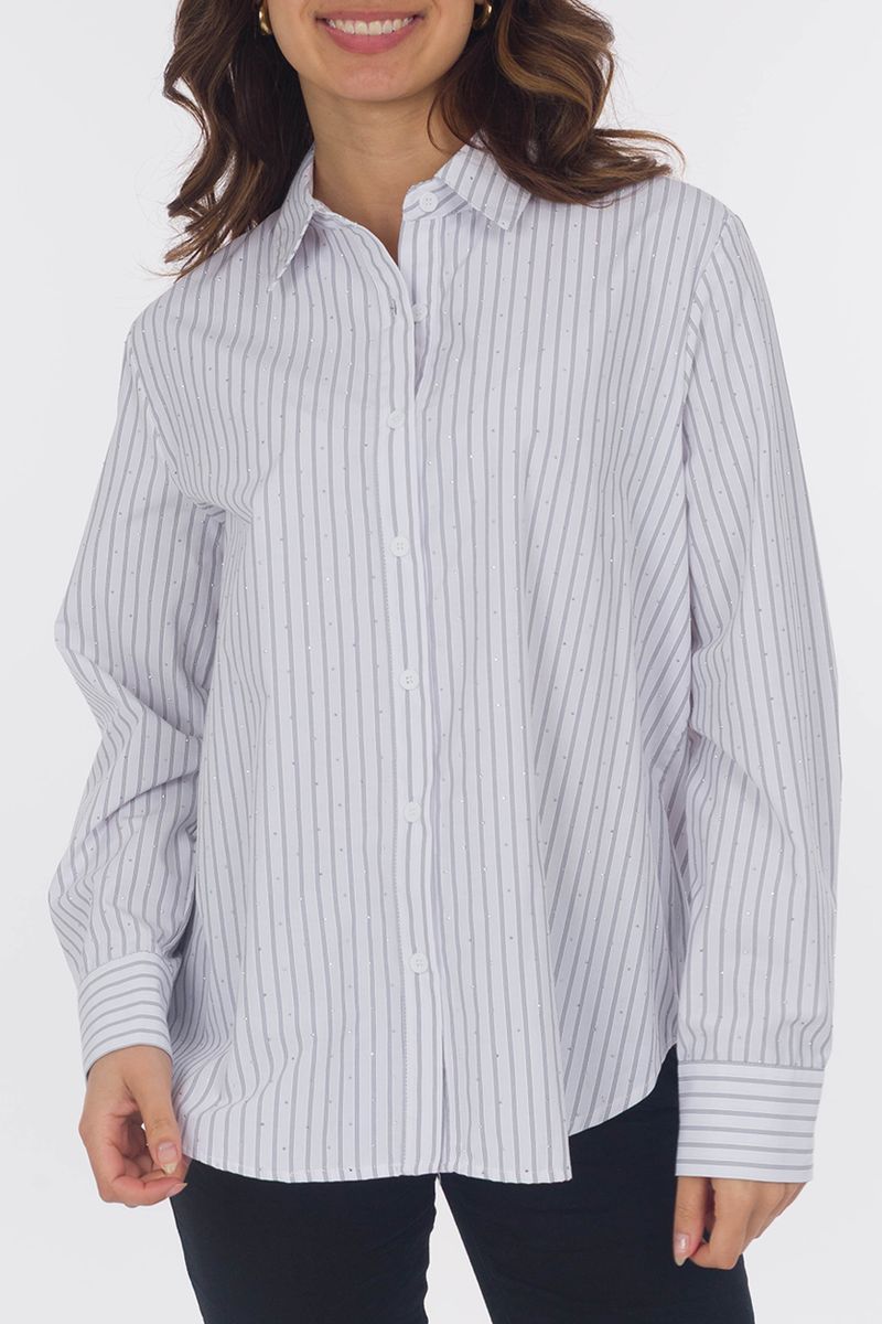 Camicia a righe con strass