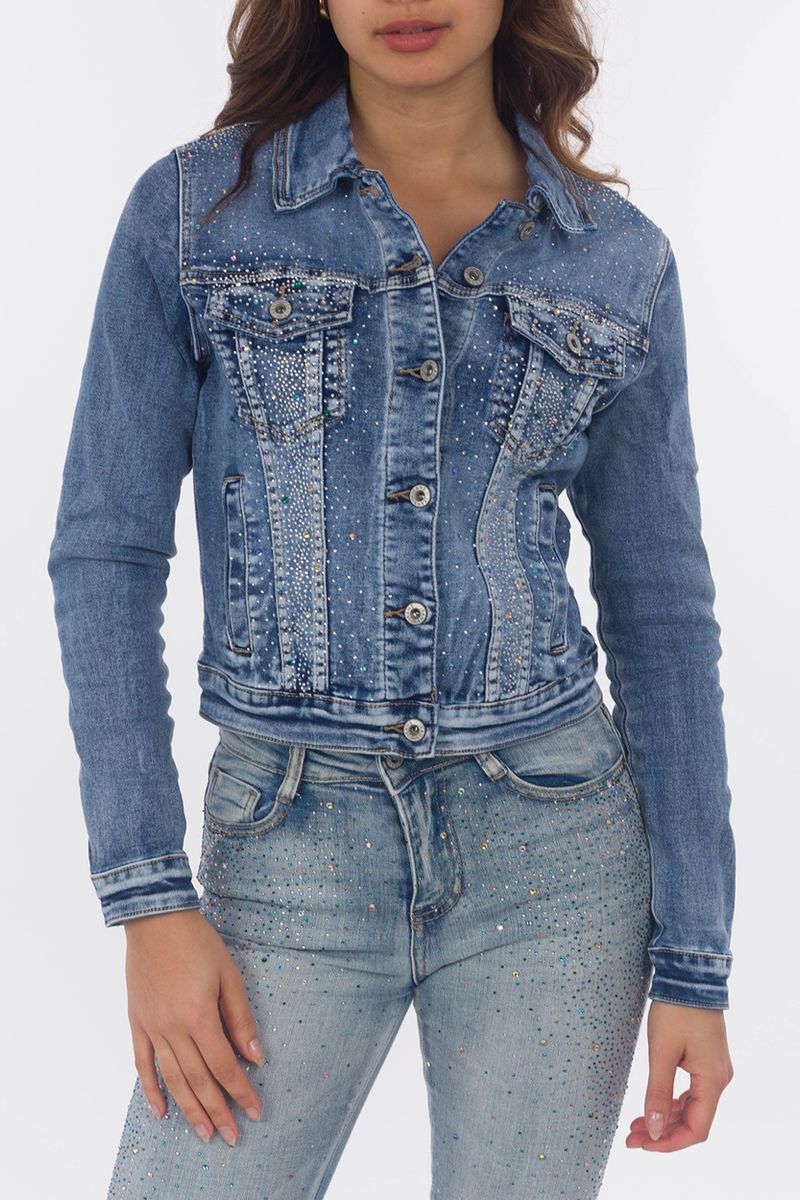Jeansjack met strass