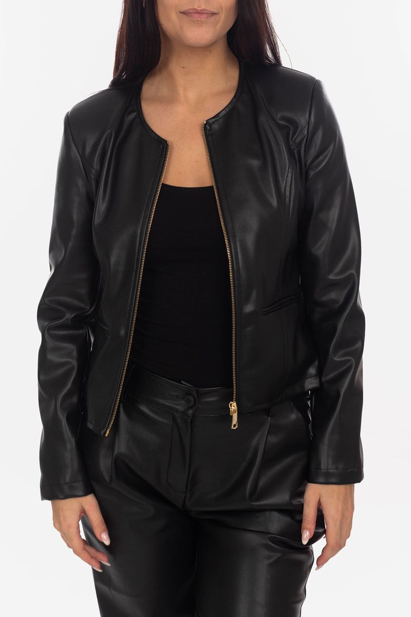 Short leather look jacket