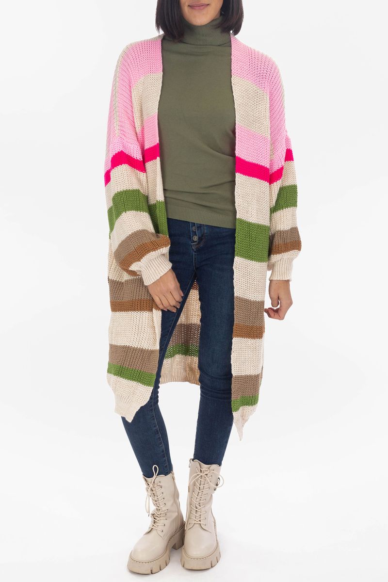 Cardigan lungo con maniche a palloncino