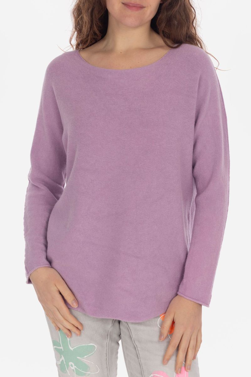 Knitted sweater with V-neck