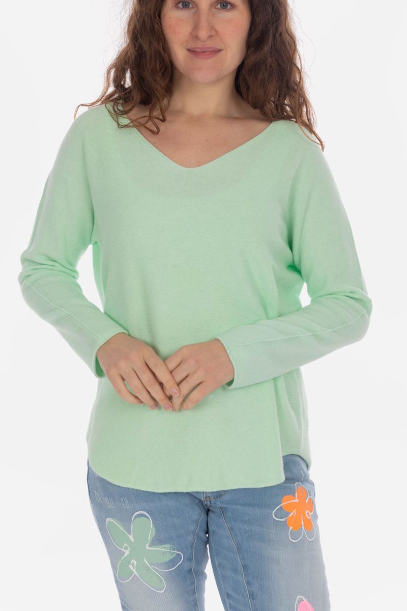 Knitted sweater with V-neck