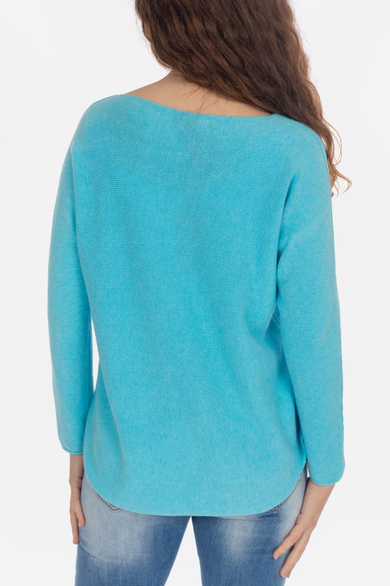 Knitted sweater with V-neck