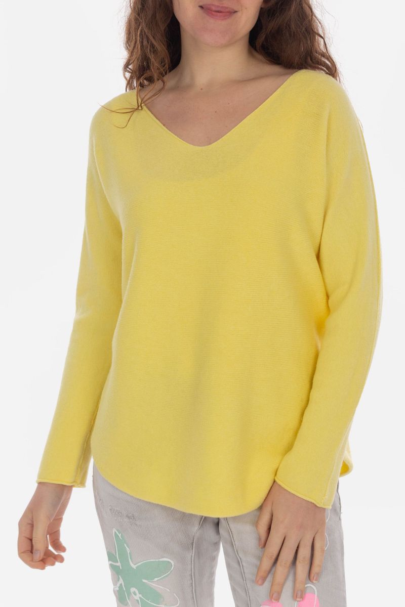 Knitted sweater with V-neck