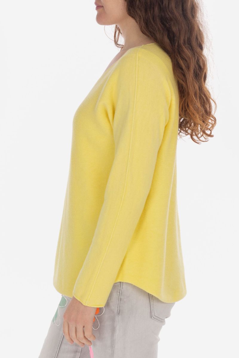 Knitted sweater with V-neck