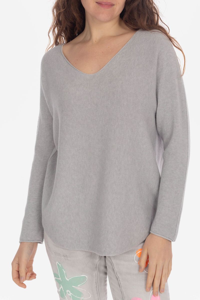 Knitted sweater with V-neck