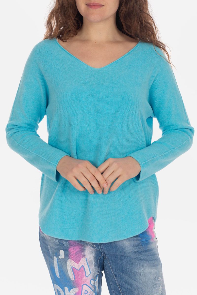 Knitted sweater with V-neck
