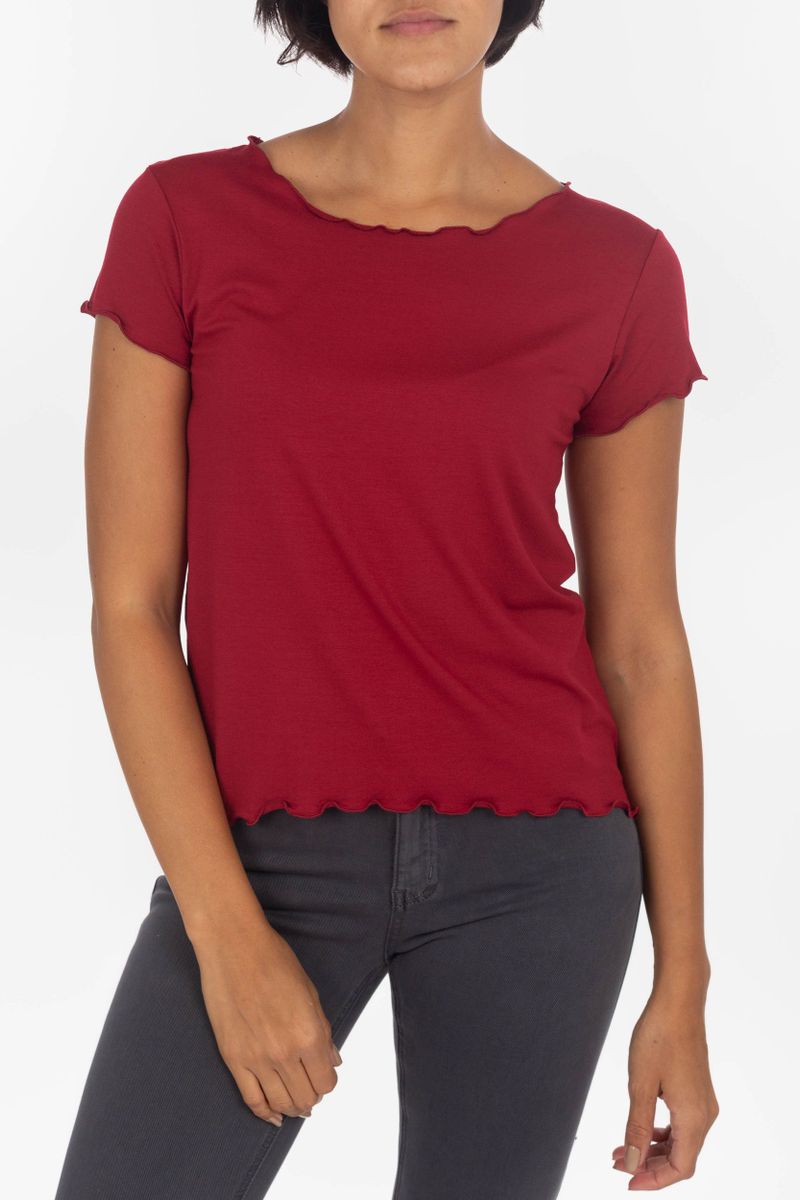Basic T-Shirt mit Wellensaum