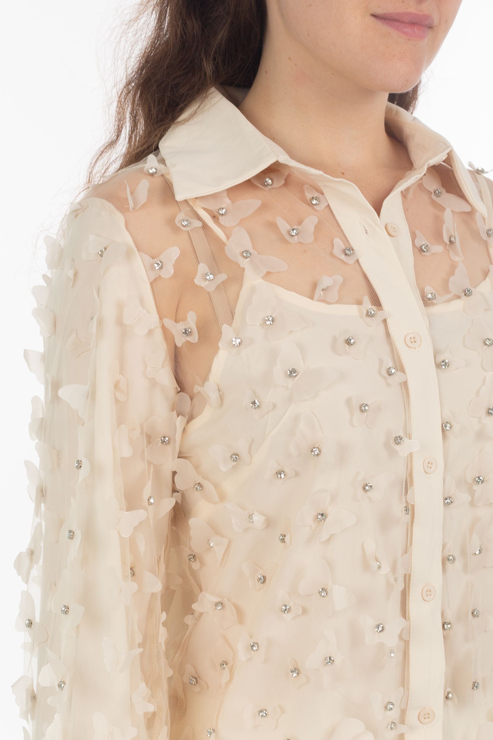 Blouse with 3D butterflies