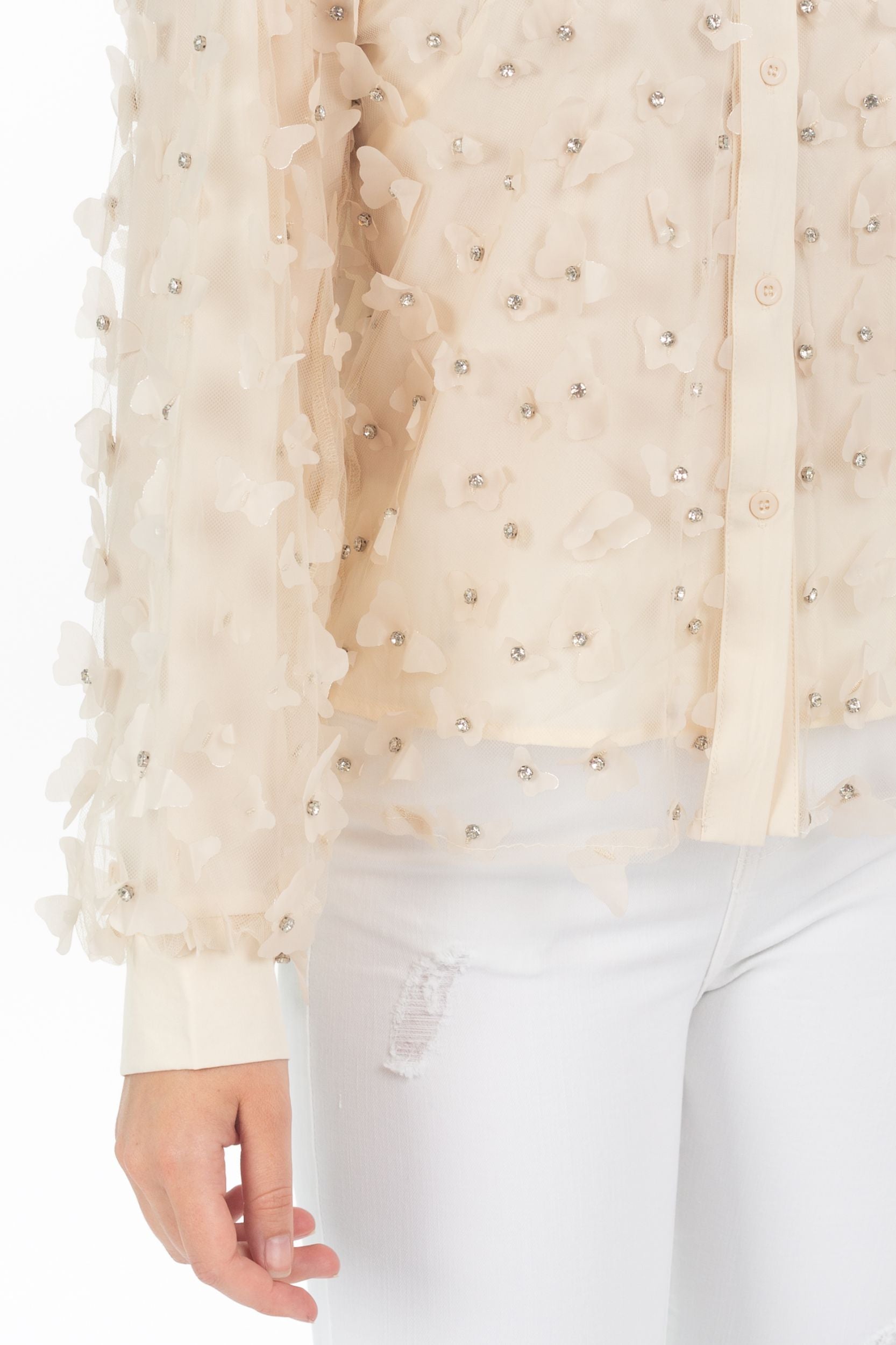 Blouse with 3D butterflies