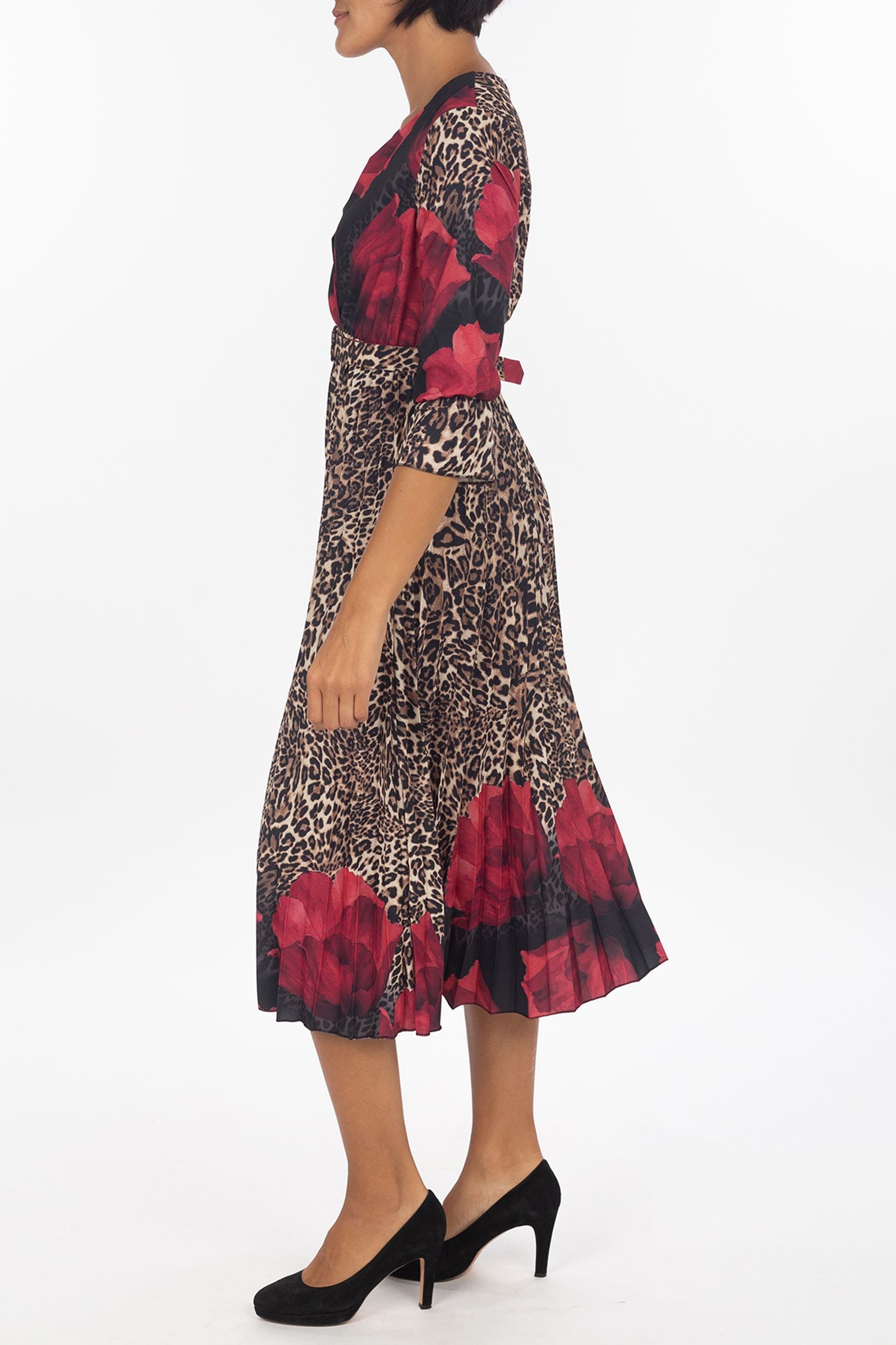 Floral Leo-Maxikleid met geplooide sok