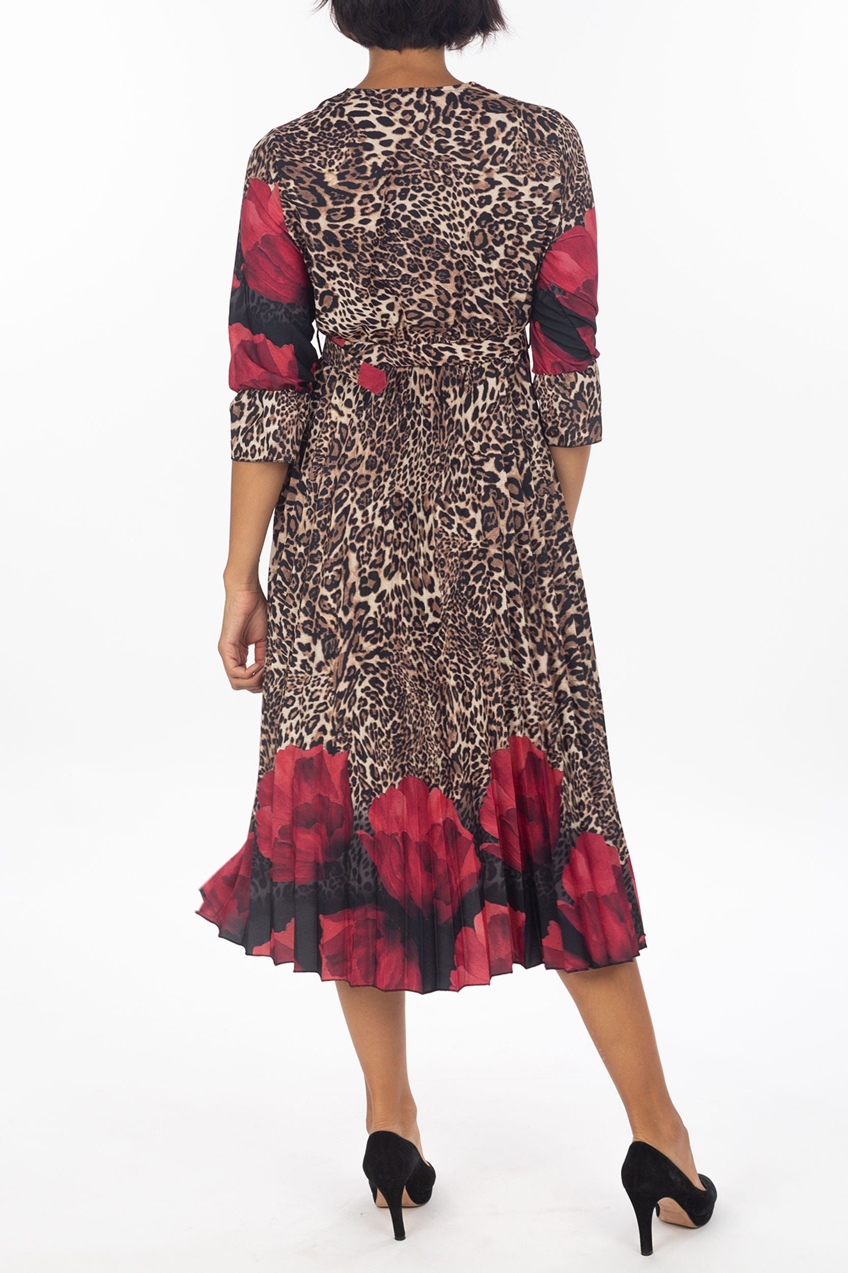 Floral Leo-Maxikleid met geplooide sok