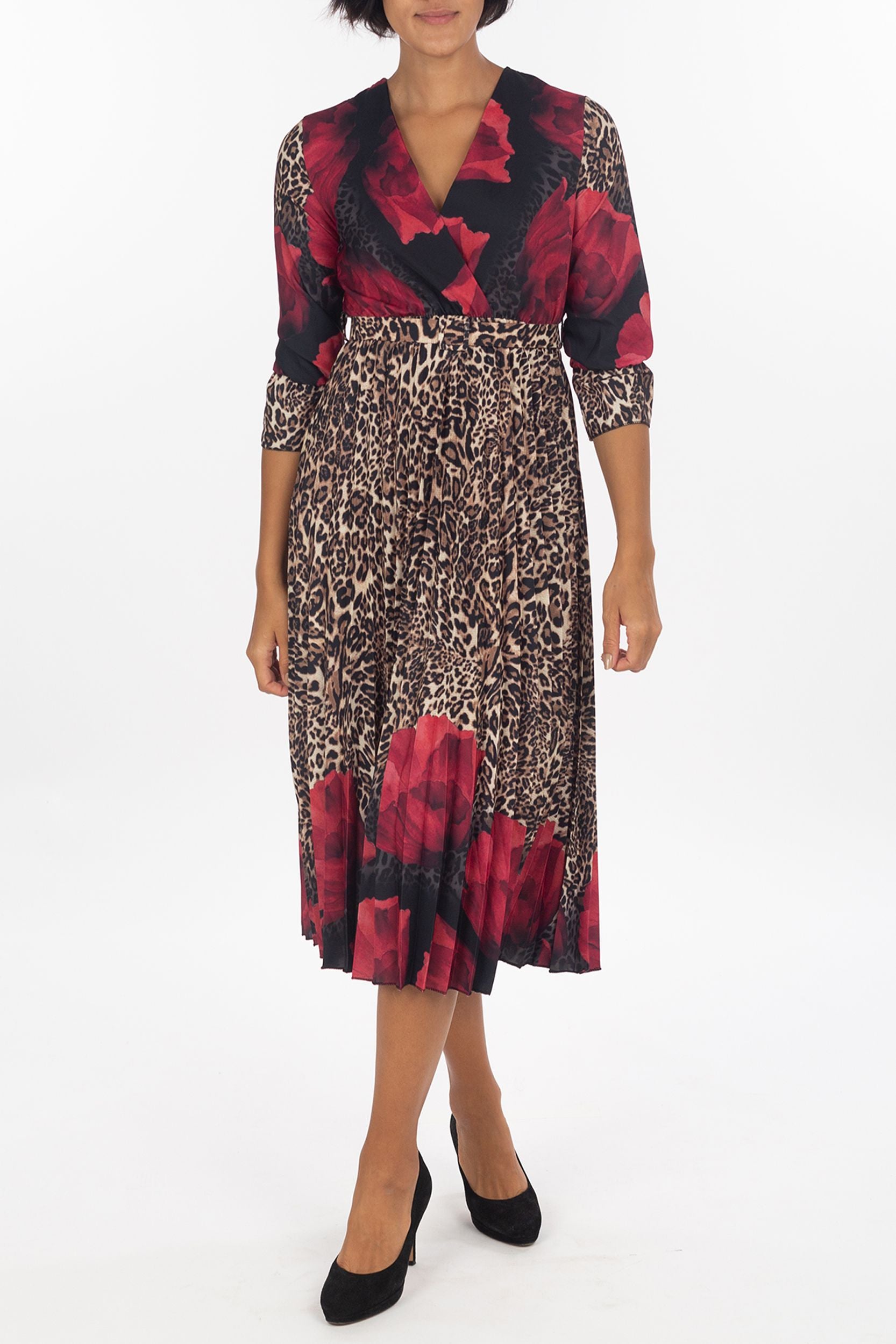 Floral Leo-Maxikleid met geplooide sok